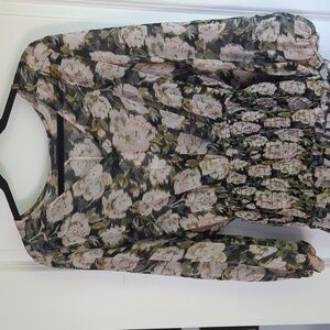 NWT grade & gather dress size small black floral long sleeve